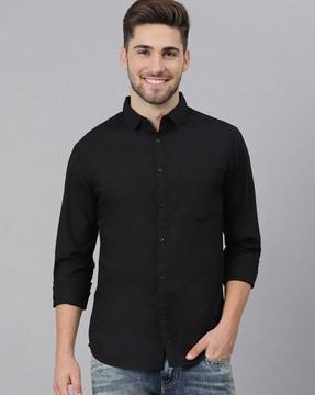 slim fit shirt with spread collar