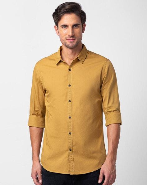 slim fit shirt with spread collar