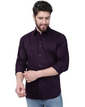 slim fit shirt with spread collar