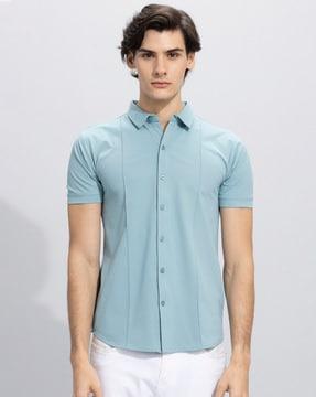 slim fit shirt with spread collar