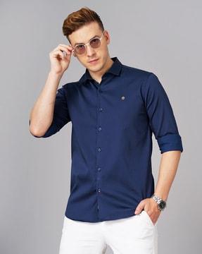 slim fit shirt with spread collar