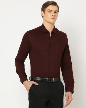 slim fit shirt with spread-collar