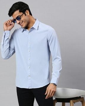 slim fit shirt with spread collar