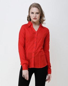 slim fit shirt with spread collar