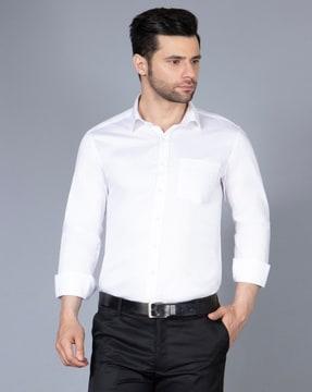 slim fit shirt with spread-collar