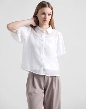 slim fit shirt with spread collar