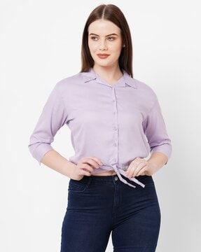 slim fit shirt with waist tie-up