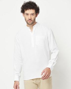 slim fit short kurta with patch pocket