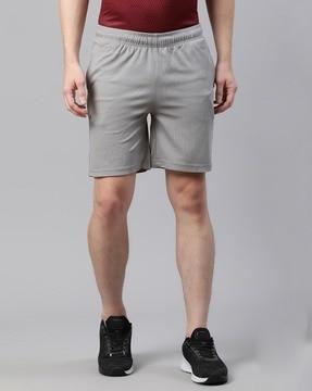 slim fit shorts with logo print