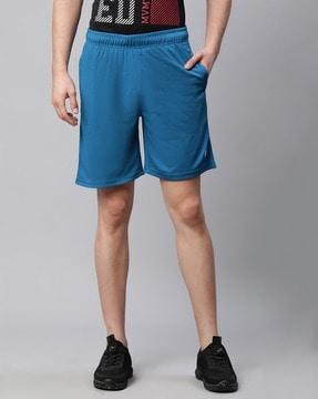 slim fit shorts with logo print