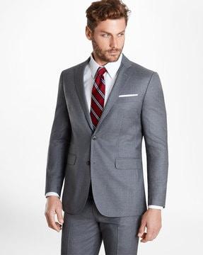 slim fit single-breasted blazer with welt pockets