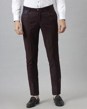 slim fit single-pleat trousers