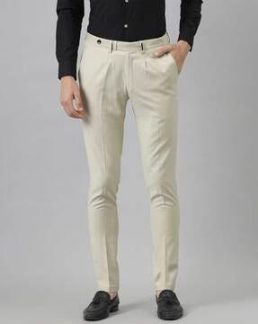 slim fit single-pleat trousers