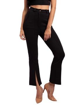 slim fit slit-hem pants