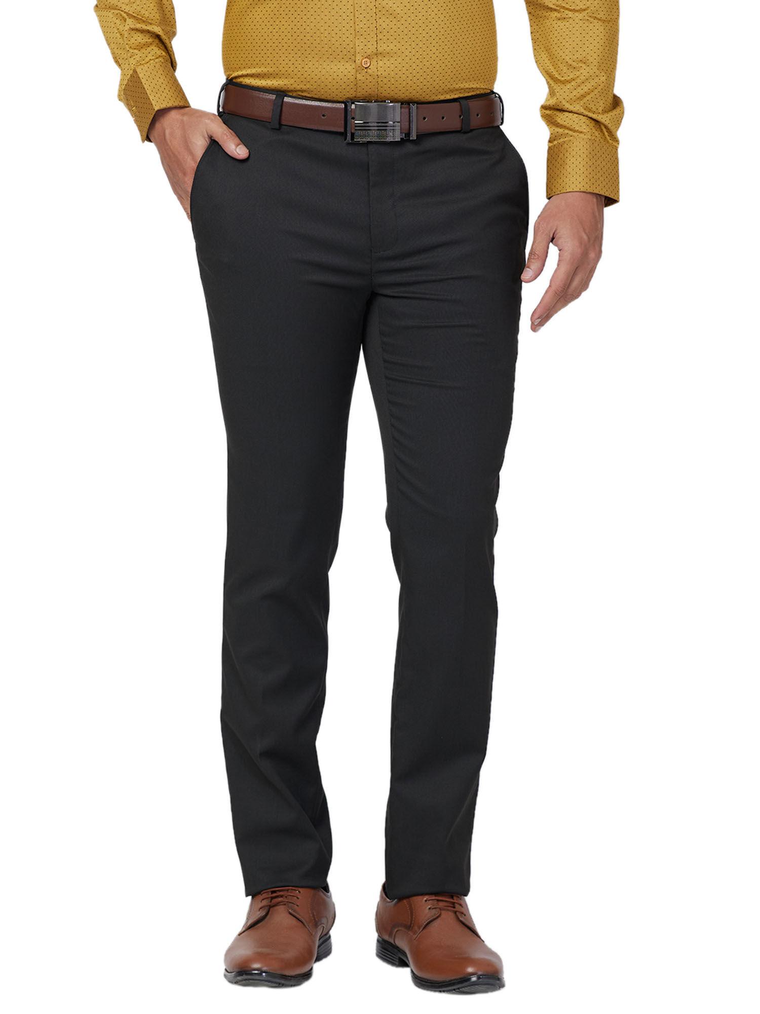 slim fit solid black trouser