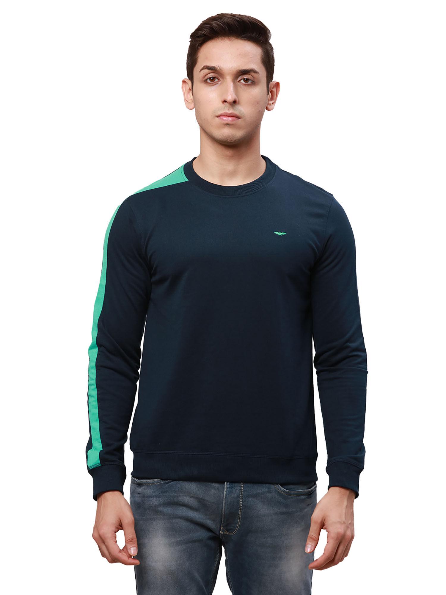 slim fit solid blue sweatshirt