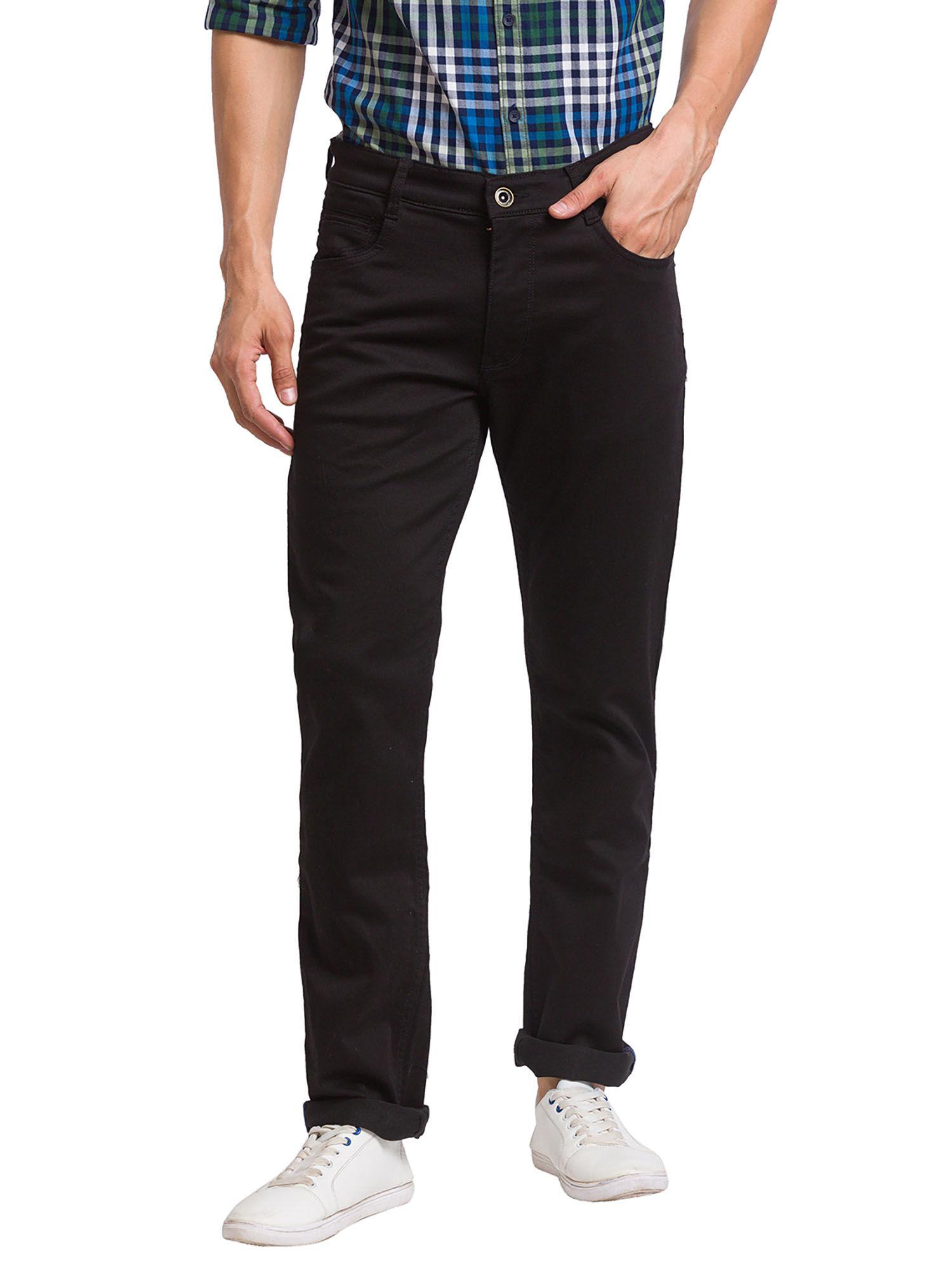 slim fit solid brown jeans