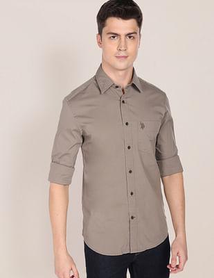 slim fit solid casual shirt