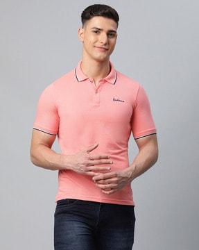 slim fit solid collar-neck t-shirt