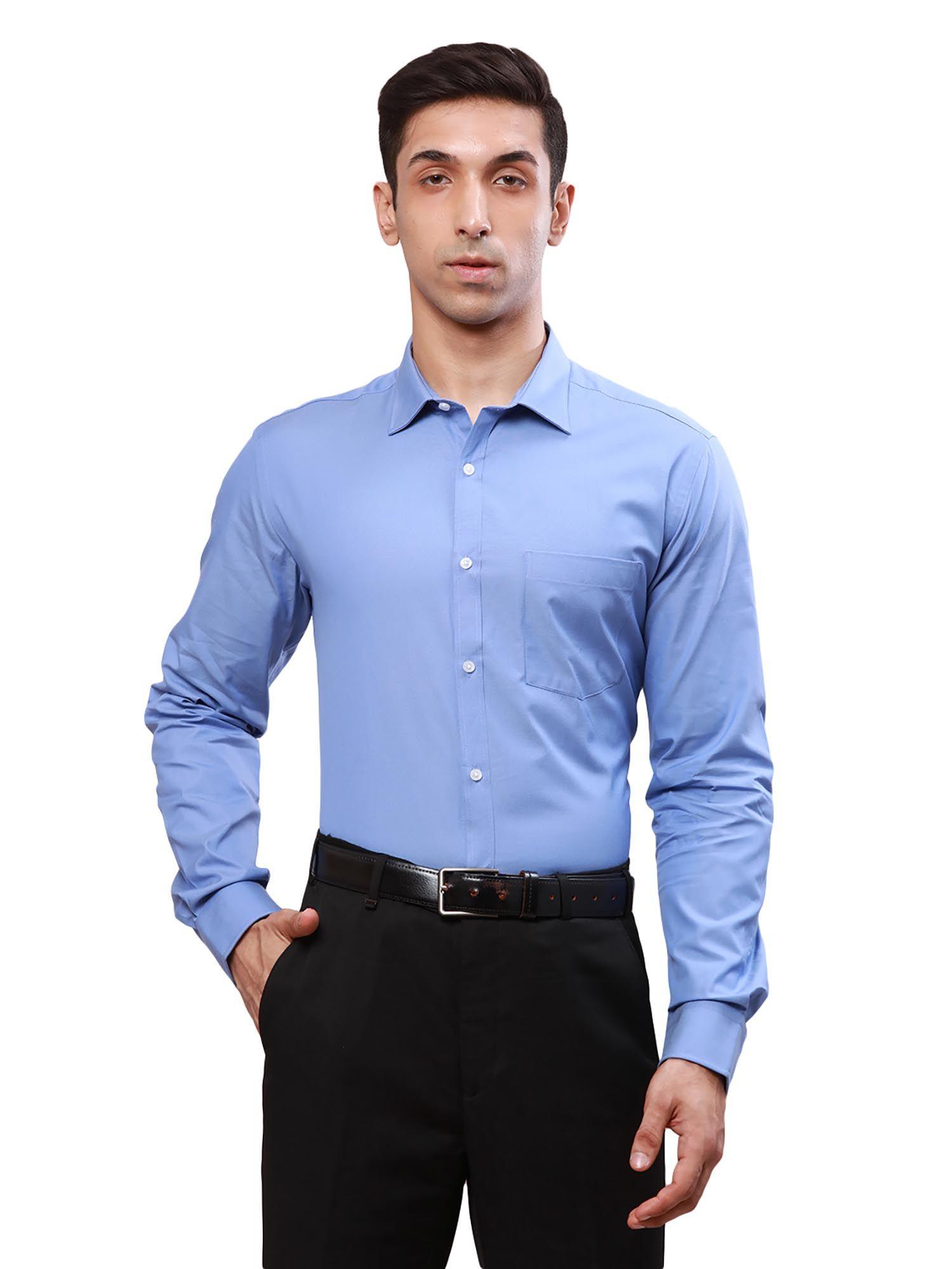 slim fit solid dark blue shirt