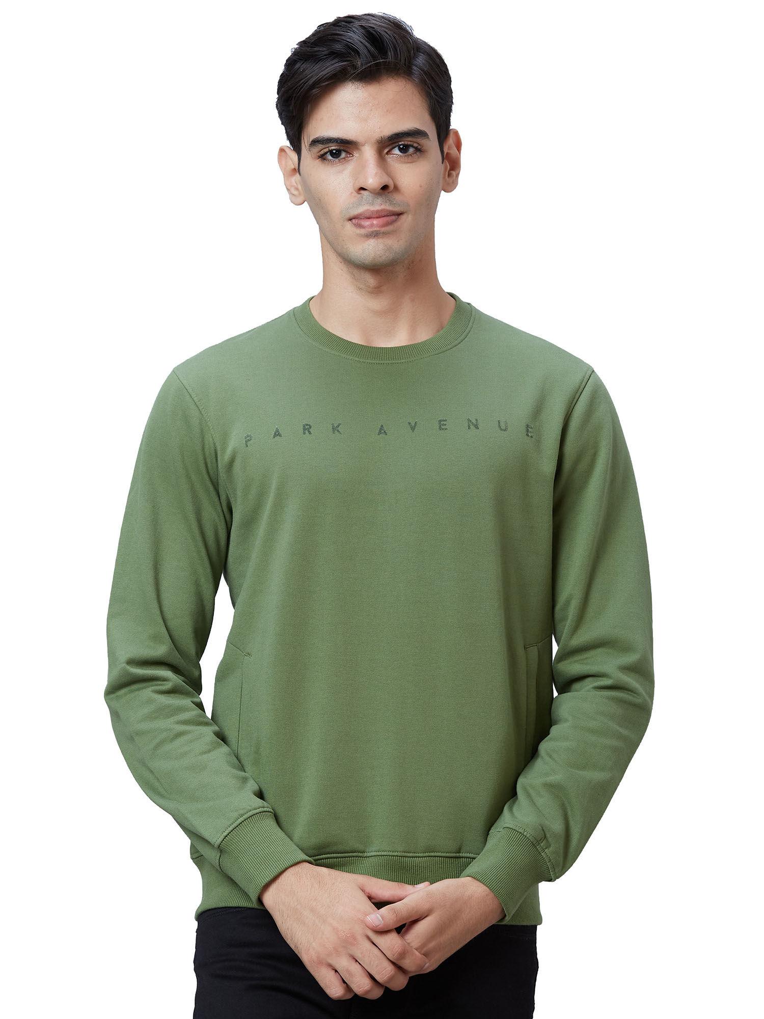 slim fit solid dark green sweatshirt