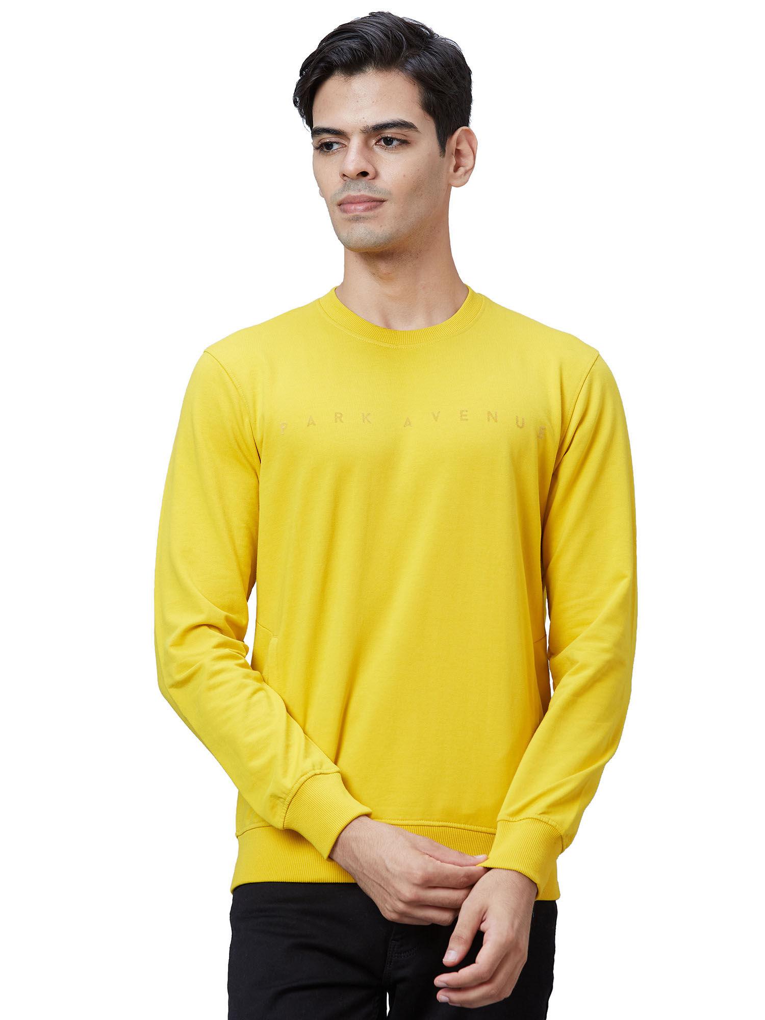 slim fit solid dark yellow sweatshirt