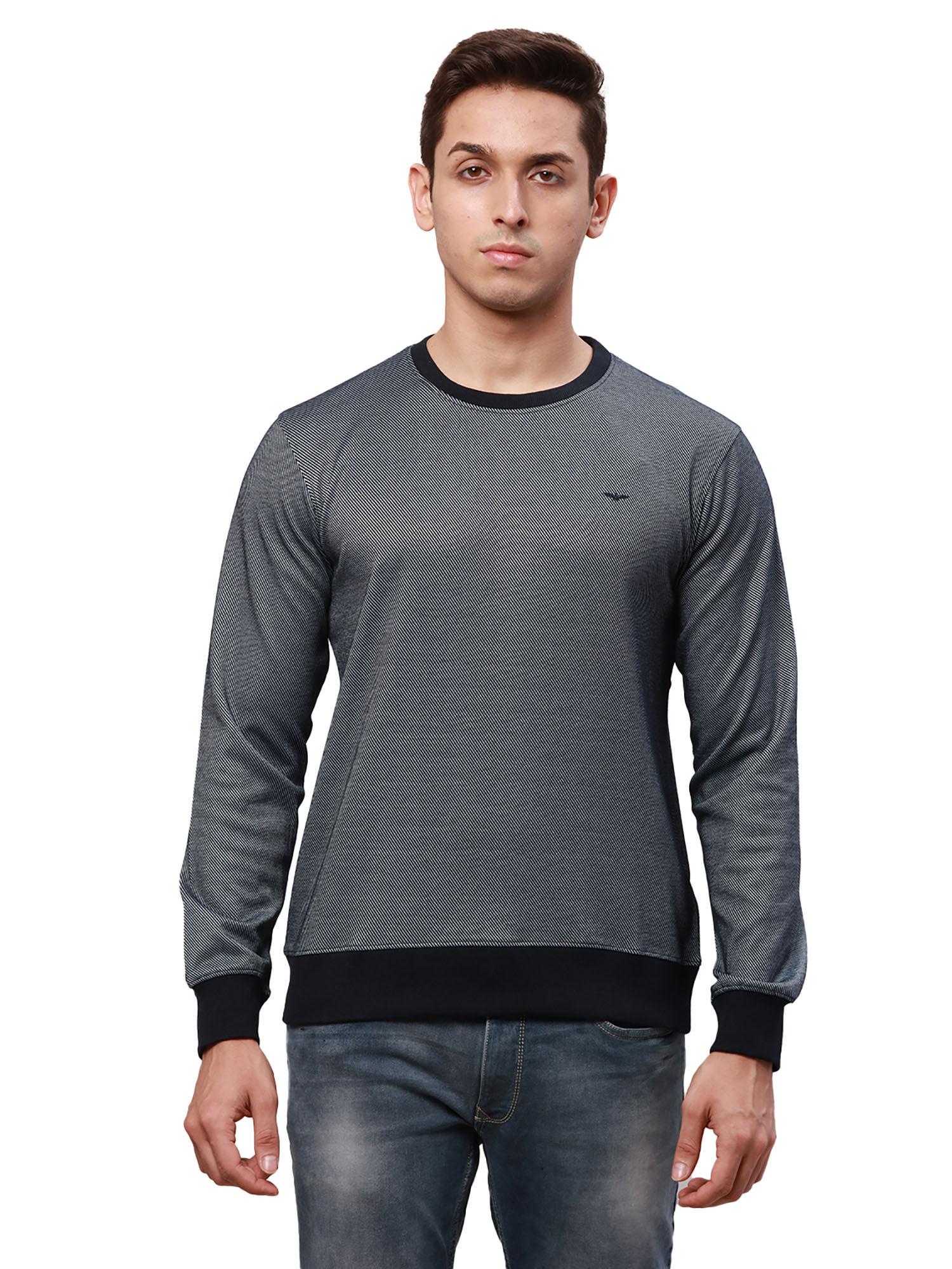 slim fit solid fancy black sweatshirt