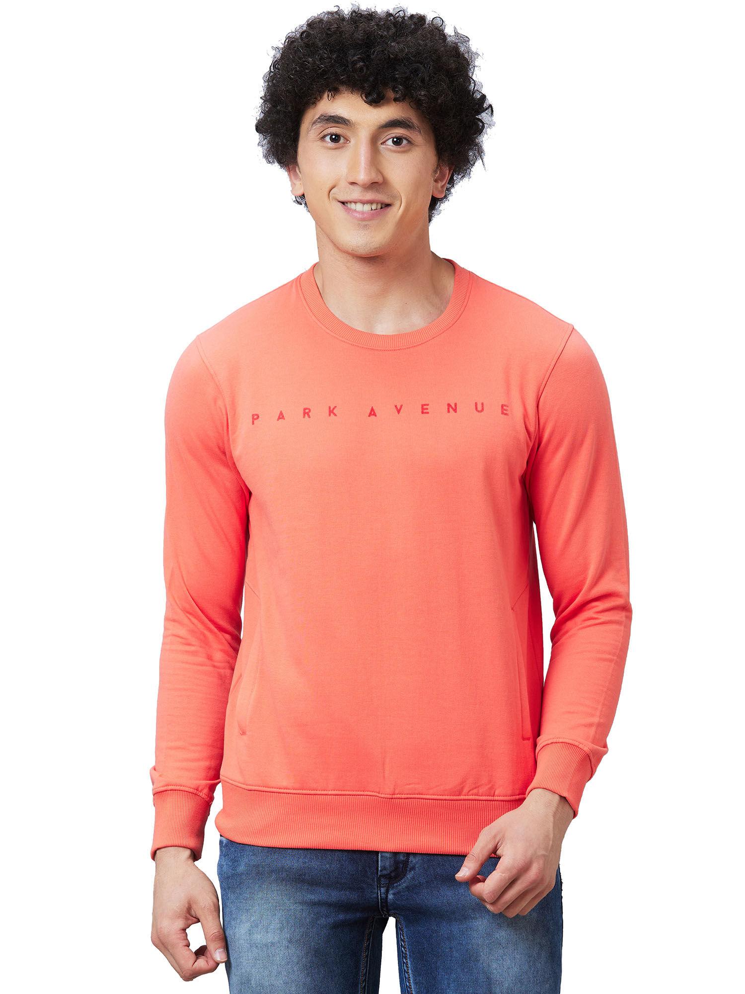 slim fit solid medium orange sweatshirt