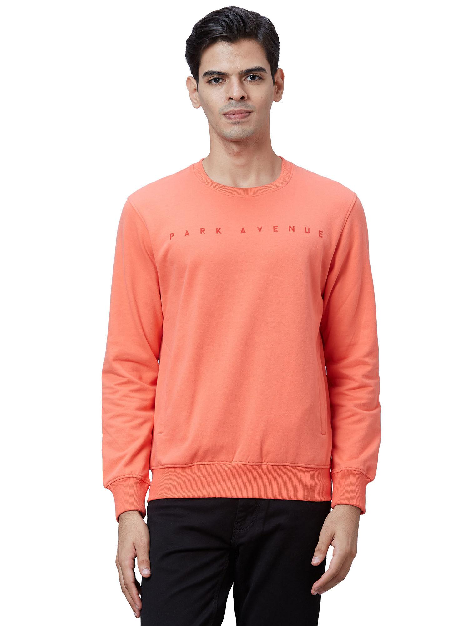 slim fit solid peach sweatshirt