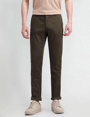 slim fit solid trousers