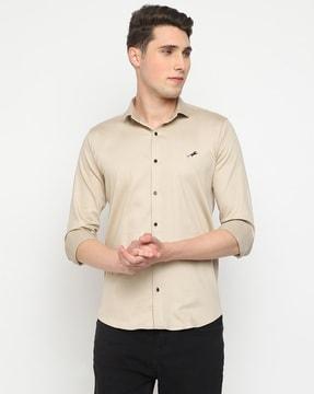 slim fit spread-collar shirt