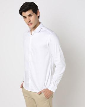 slim fit spread collar shirt