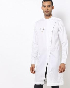 slim fit straight kurta with mandarin collar