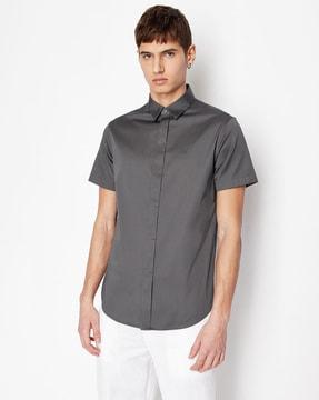 slim fit stretchable shirt with concealed placket