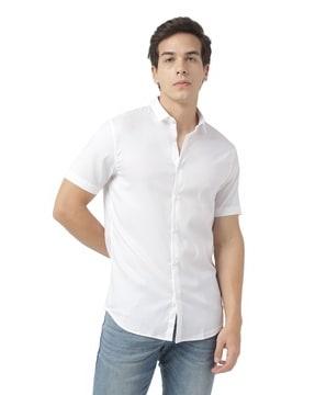 slim fit stretchable shirt with logo