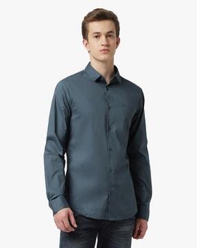 slim fit stretchable shirt with logo