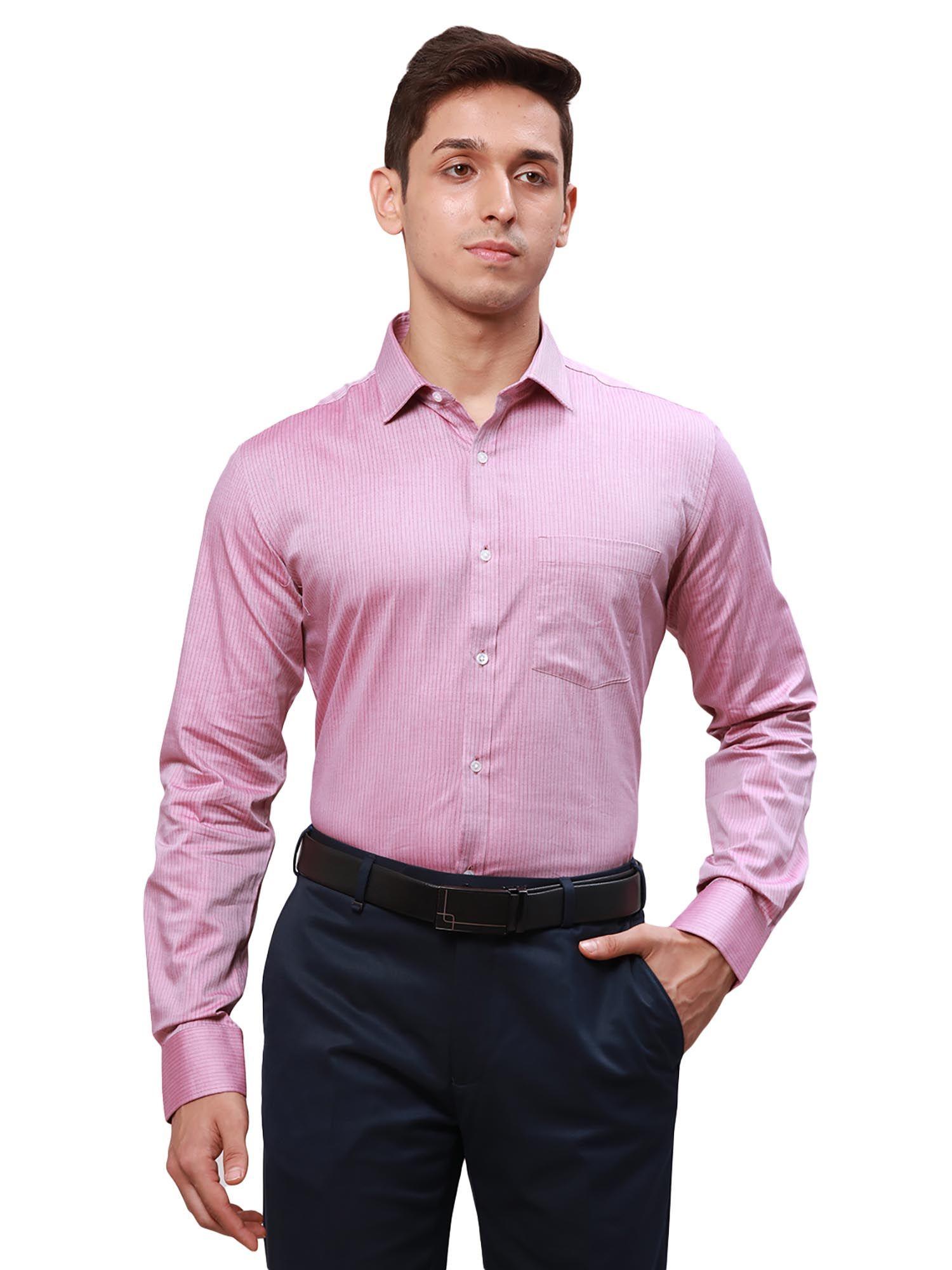 slim fit striped dark pink shirt