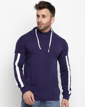 slim fit striped hooded t-shirt