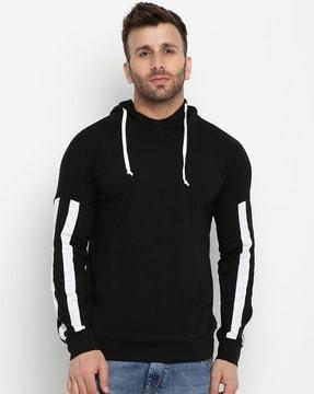 slim fit striped hooded t-shirt