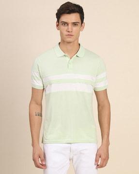 slim fit striped polo t-shirt with short sleeves