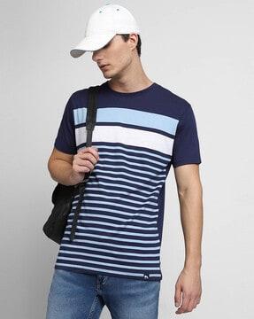 slim fit striped round-neck t-shirt