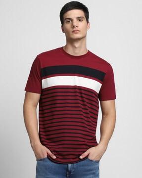 slim fit striped round-neck t-shirt