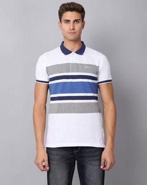 slim fit stripes polo t-shirt