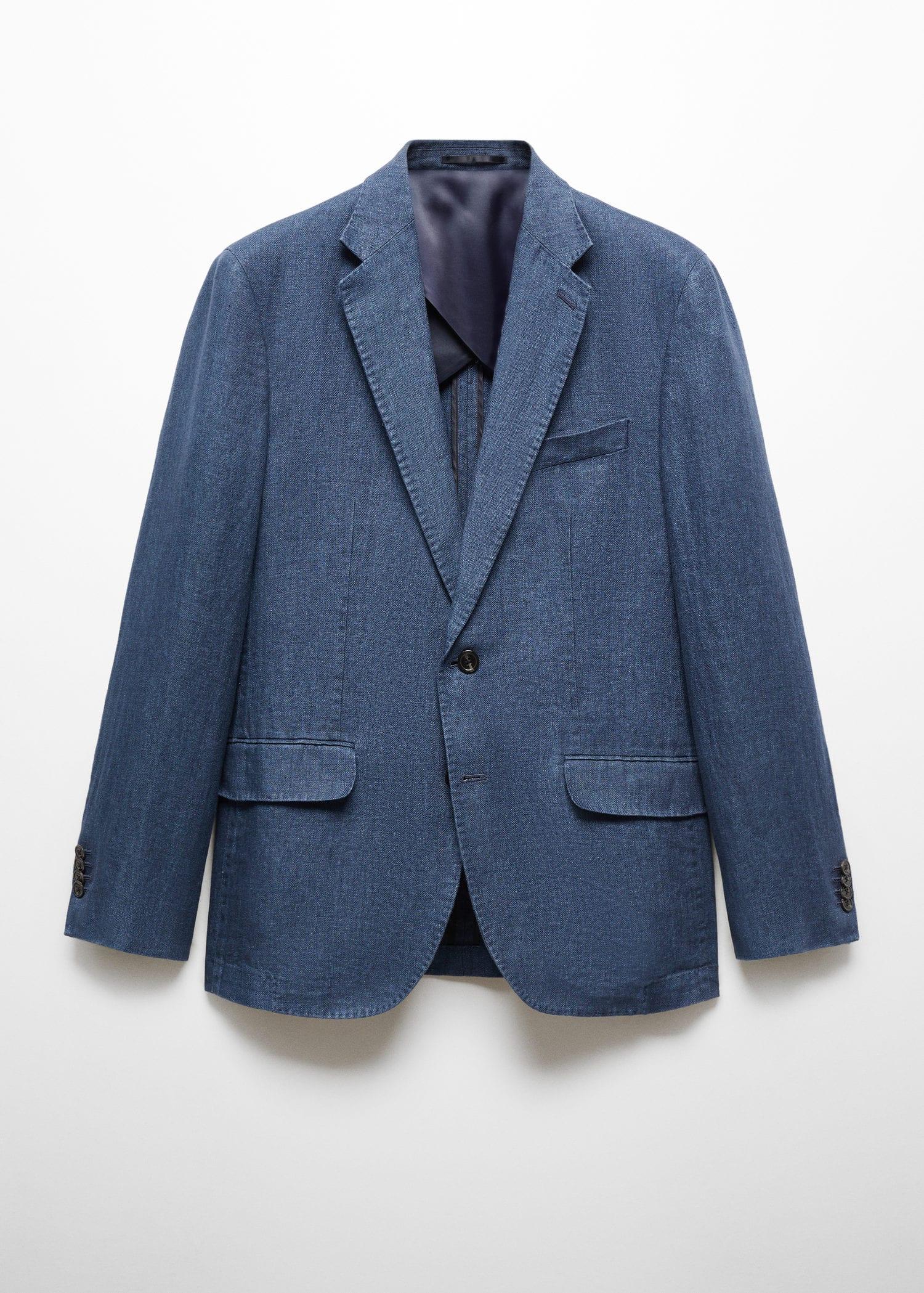 slim fit suit jacket in 100% herringbone linen
