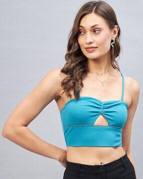 slim fit sweetheart-neck crop top