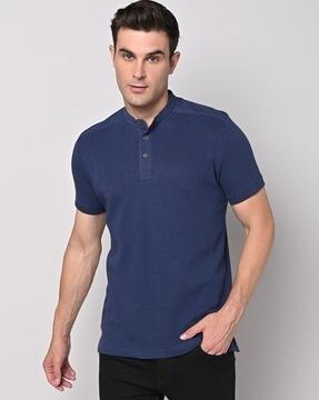 slim fit t-shirt with band collar