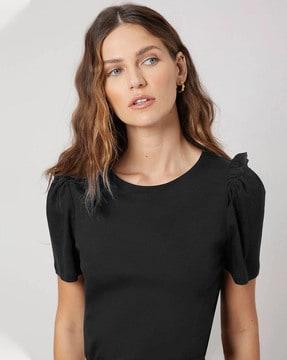 slim fit t-shirt with ruffled overlays