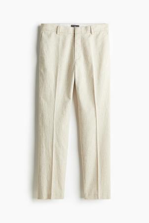 slim fit tailored linen-blend trousers