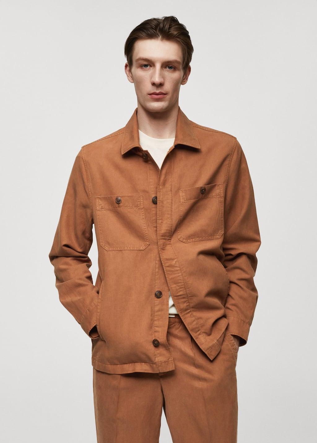 slim-fit tencel linen overshirt