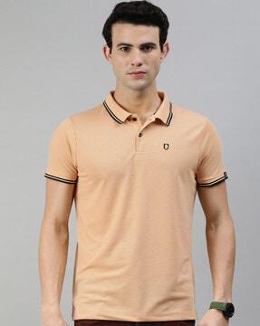 slim fit textured polo t-shirt